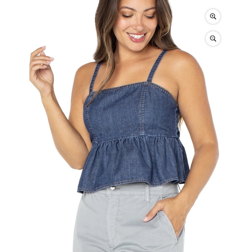 Celebrity Pink-Women's Sleeveless-Strap-Denim-Peplum Top-Summer-Size XL NWT